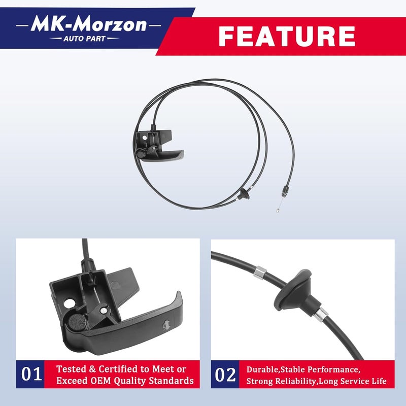 MK-Morzon 912-017 Hood Release Cable Compatible with 1999-2007 Cadillac Escalade ESV EXT Chevy Avalanche Silverado GMC Sierra 1500 2500 3500 Hood Latch Cable Handle Replace# 15142953 - Image 5